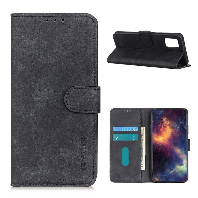 Realme 7 Pro Handy Hülle - Classic IV Leder Bookcover Series - schwarz