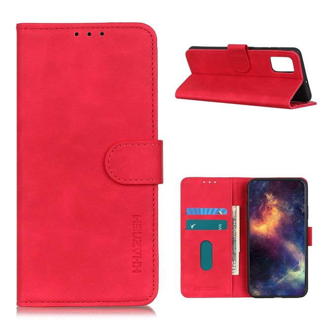 Realme 7 Pro Handy Hülle - Classic IV Leder Bookcover Series - rot
