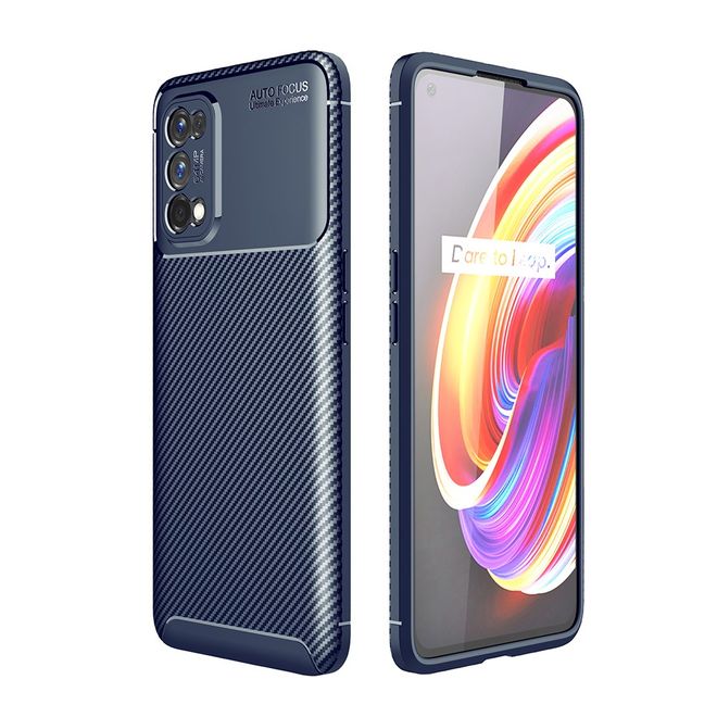 Realme 7 Pro Handyhülle - Carbon Fiber TPU Softcase Series - blau