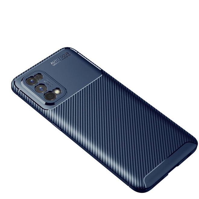 Realme 7 Pro Handyhülle - Carbon Fiber TPU Softcase Series - blau