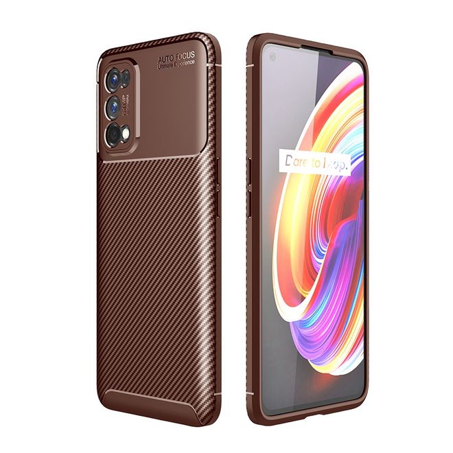 Realme 7 Pro Handyhülle - Carbon Fiber TPU Softcase Series - braun