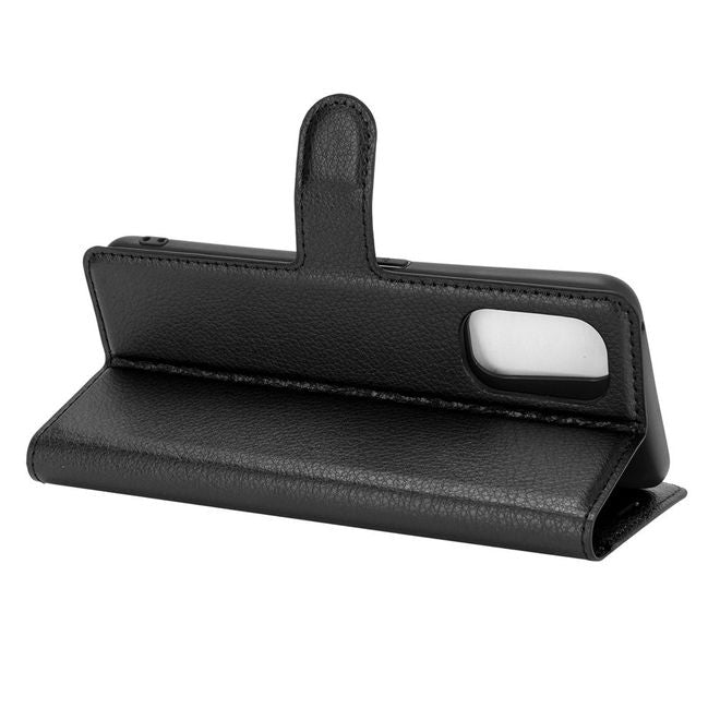 Realme 7 Pro Handy Hülle - Litchi Leder Bookcover Series - schwarz