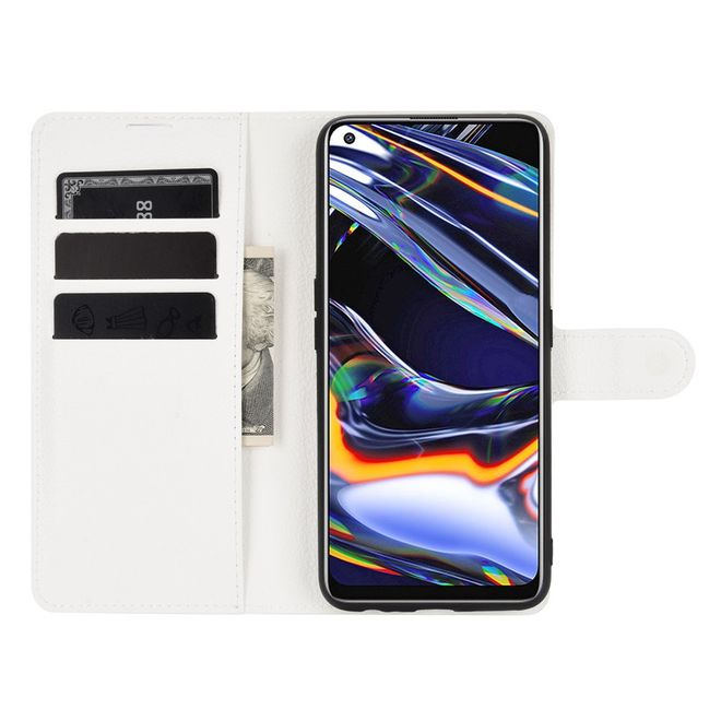 Realme 7 Pro Handy Hülle - Litchi Leder Bookcover Series - weiss