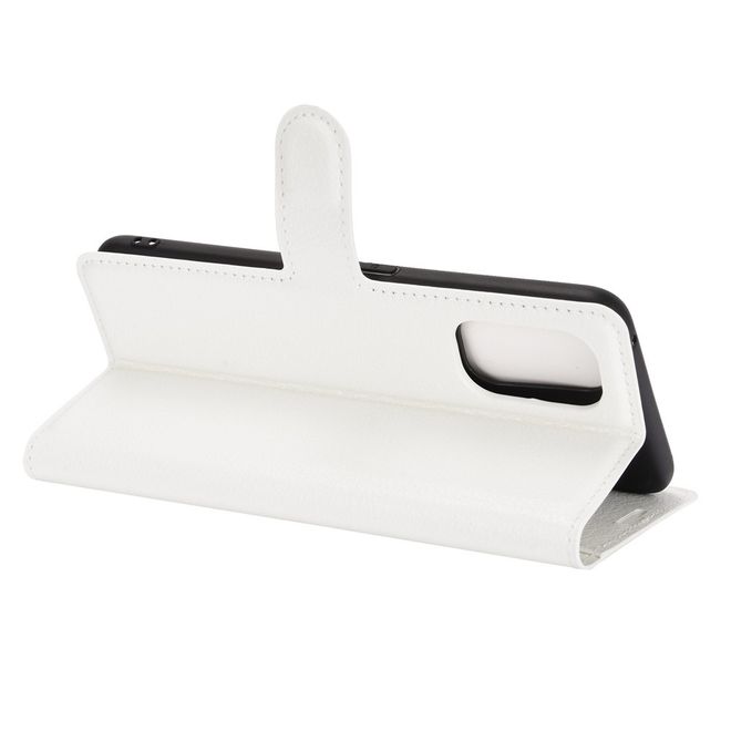 Realme 7 Pro Handy Hülle - Litchi Leder Bookcover Series - weiss