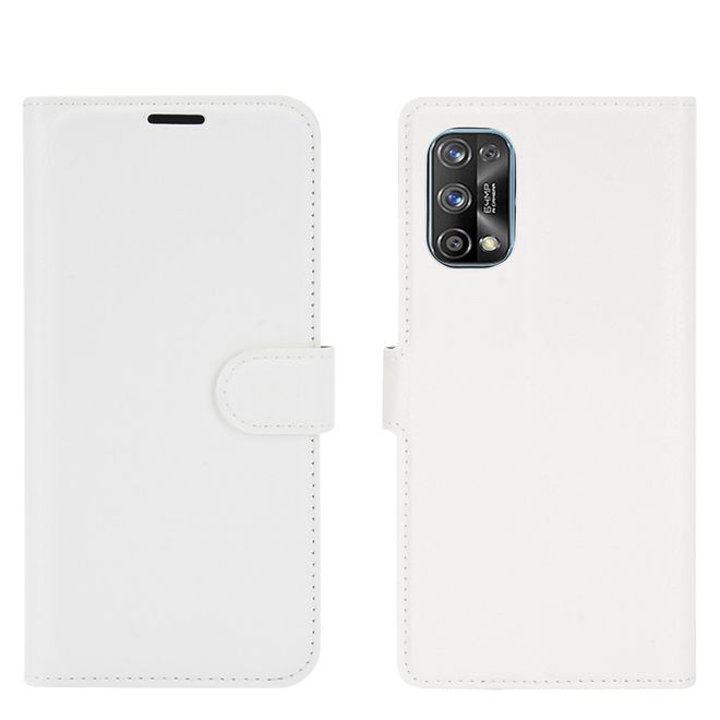 Realme 7 Pro Handy Hülle - Litchi Leder Bookcover Series - weiss