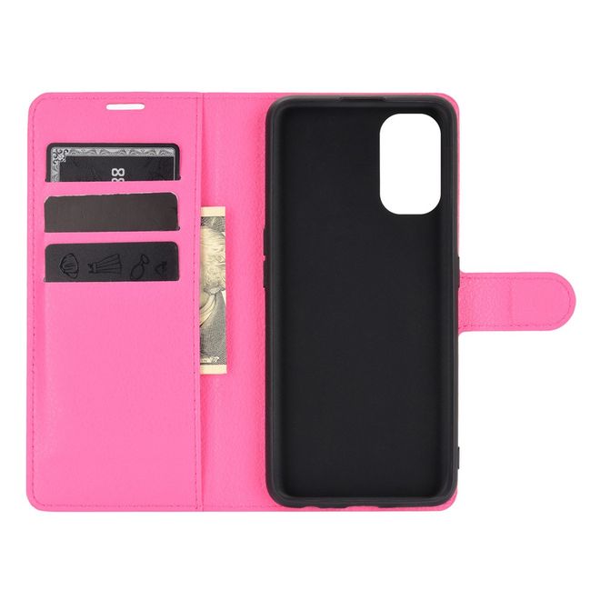 Realme 7 Pro Handy Hülle - Litchi Leder Bookcover Series - rosa