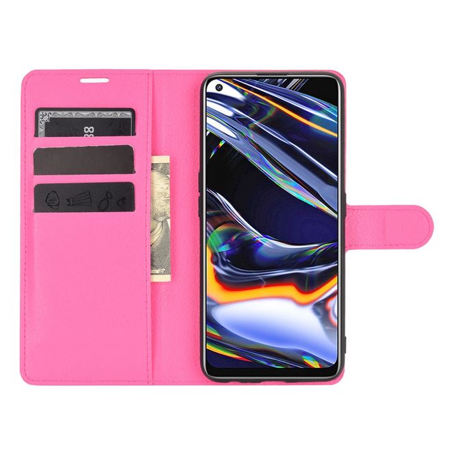Realme 7 Pro Handy Hülle - Litchi Leder Bookcover Series - rosa