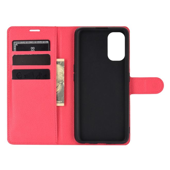 Realme 7 Pro Handy Hülle - Litchi Leder Bookcover Series - rot