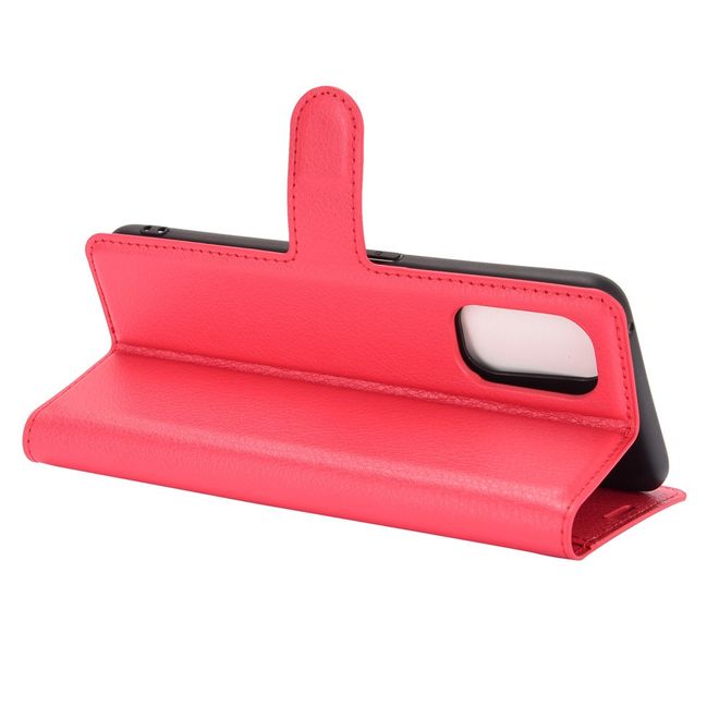Realme 7 Pro Handy Hülle - Litchi Leder Bookcover Series - rot