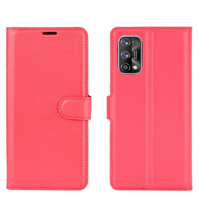 Realme 7 Pro Handy Hülle - Litchi Leder Bookcover Series - rot