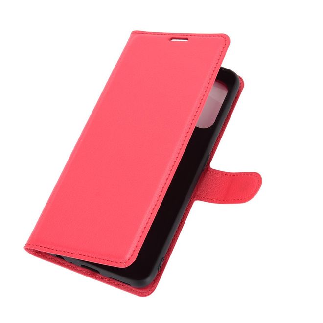 Realme 7 Pro Handy Hülle - Litchi Leder Bookcover Series - rot