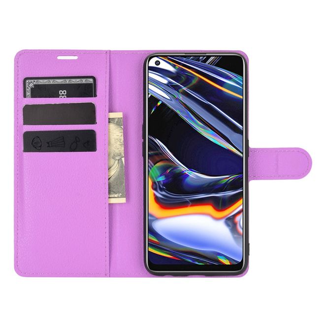 Realme 7 Pro Handy Hülle - Litchi Leder Bookcover Series - purpur