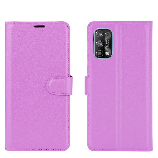 Realme 7 Pro Handy Hülle - Litchi Leder Bookcover Series - purpur
