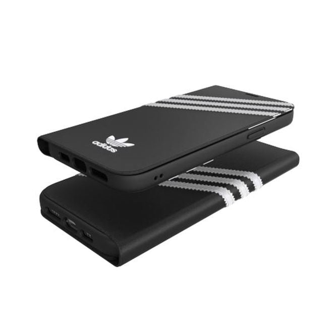 Adidas - iPhone 12 Pro Max Hülle - Leder Bookcover - Booklet Series - schwarz/weiss