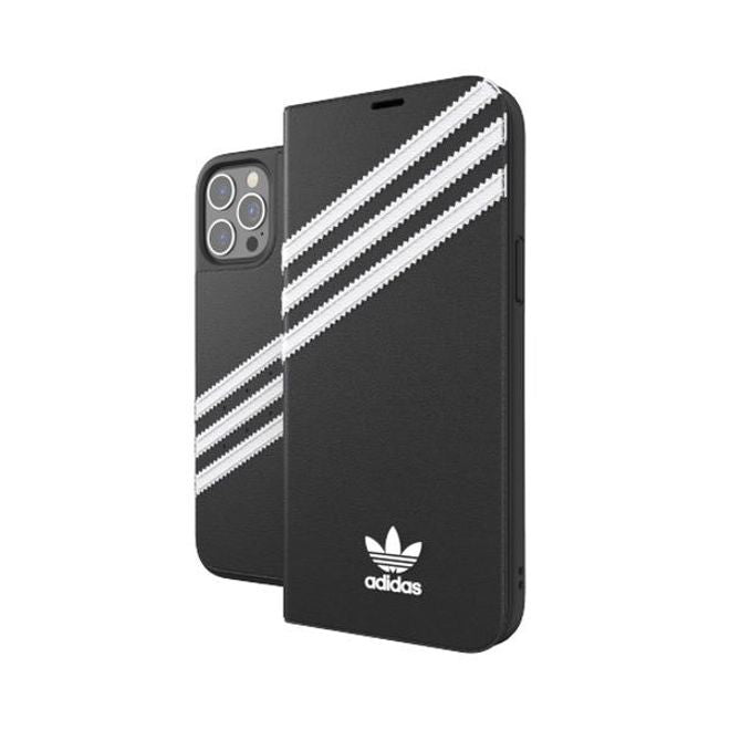 Adidas - iPhone 12 Pro Max Hülle - Leder Bookcover - Booklet Series - schwarz/weiss