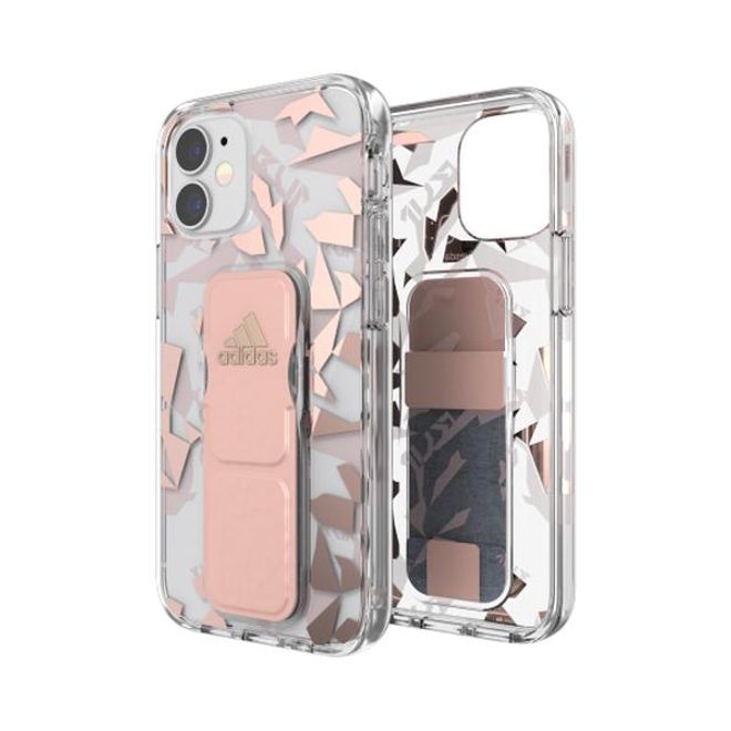 Adidas - iPhone 12 mini Hülle - Hardcase mit Griffhalterung - Clear Grip Series - pink