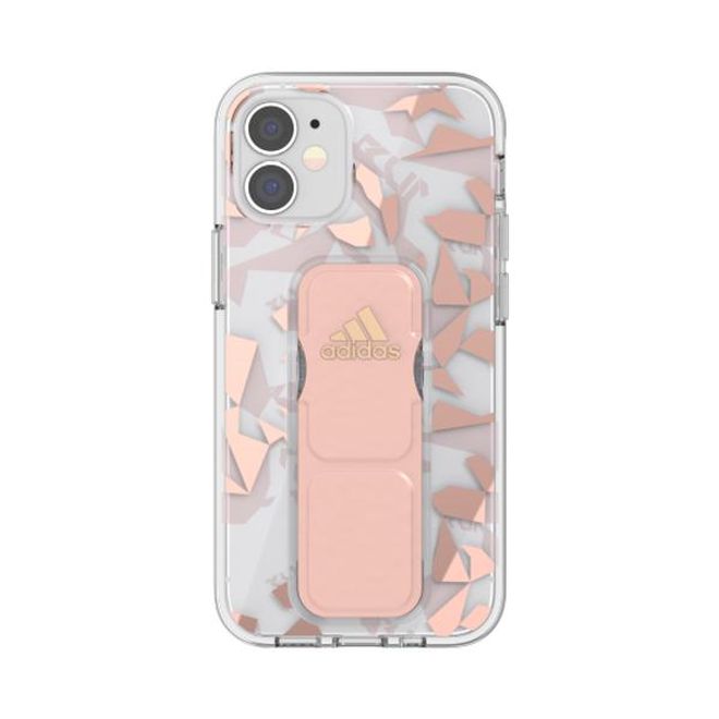 Adidas - iPhone 12 mini Hülle - Hardcase mit Griffhalterung - Clear Grip Series - pink