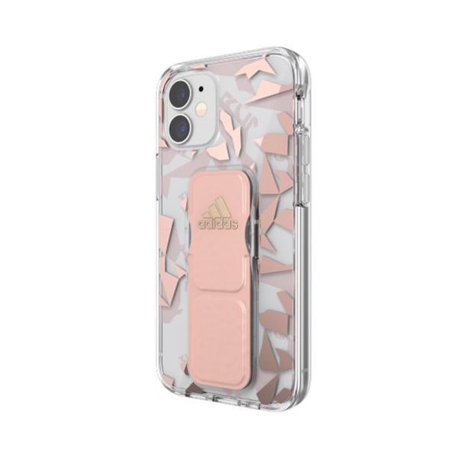 Adidas - iPhone 12 mini Hülle - Hardcase mit Griffhalterung - Clear Grip Series - pink