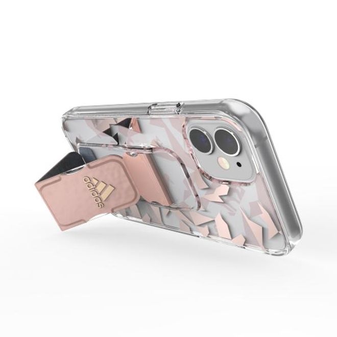 Adidas - iPhone 12 mini Hülle - Hardcase mit Griffhalterung - Clear Grip Series - pink