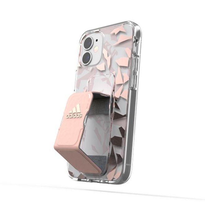 Adidas - iPhone 12 mini Hülle - Hardcase mit Griffhalterung - Clear Grip Series - pink