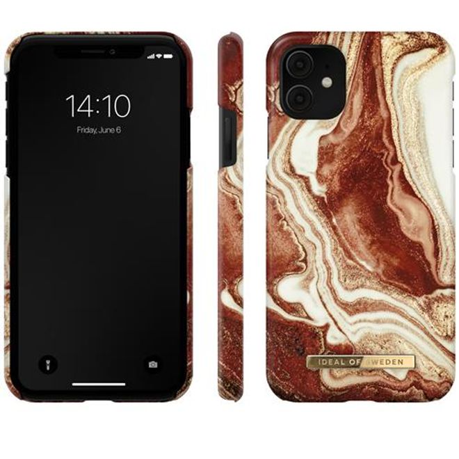 iDeal of Sweden - iPhone 11 / XR Hülle - Printed Case - Golden Rusty Marble