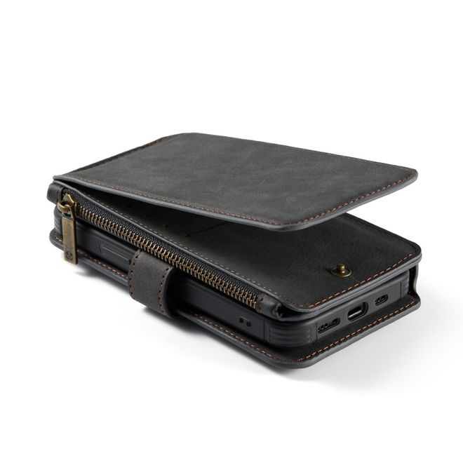 Caseme - iPhone 12 Pro Max Handy Hülle - Leder Etui mit abnehmbarer Plastik Hülle - schwarz