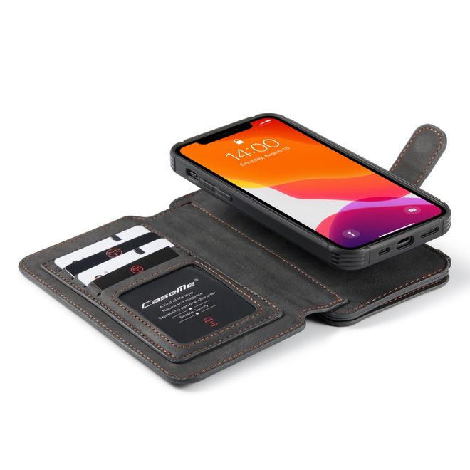 Caseme - iPhone 12 Pro Max Handy Hülle - Leder Etui mit abnehmbarer Plastik Hülle - schwarz