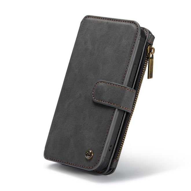 Caseme - iPhone 12 Pro Max Handy Hülle - Leder Etui mit abnehmbarer Plastik Hülle - schwarz