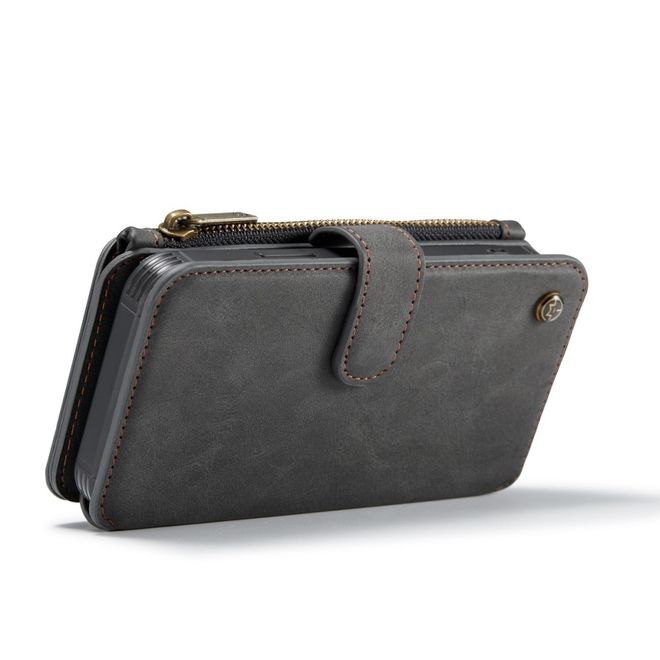 Caseme - iPhone 12 Pro Max Handy Hülle - Leder Etui mit abnehmbarer Plastik Hülle - schwarz