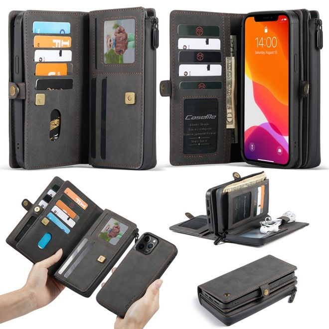 Caseme - iPhone 12 Pro Max Hülle - Leder Case mit abnehmbarer Plastik Hülle - schwarz
