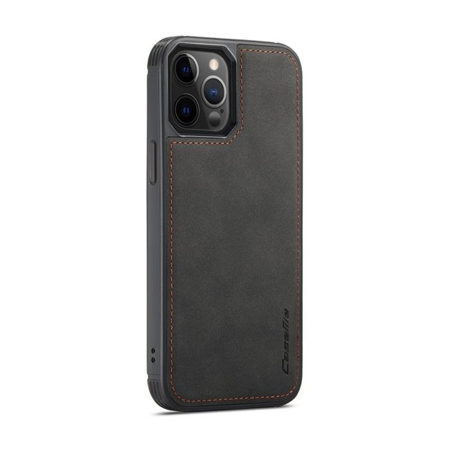 Caseme - iPhone 12 Pro Max Hülle - Leder Case mit abnehmbarer Plastik Hülle - schwarz