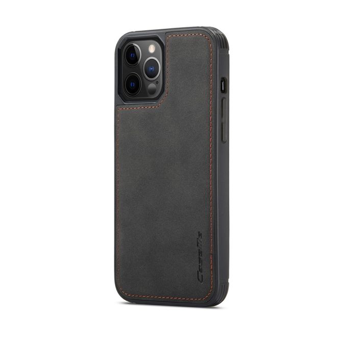 Caseme - iPhone 12 Pro Max Hülle - Leder Case mit abnehmbarer Plastik Hülle - schwarz