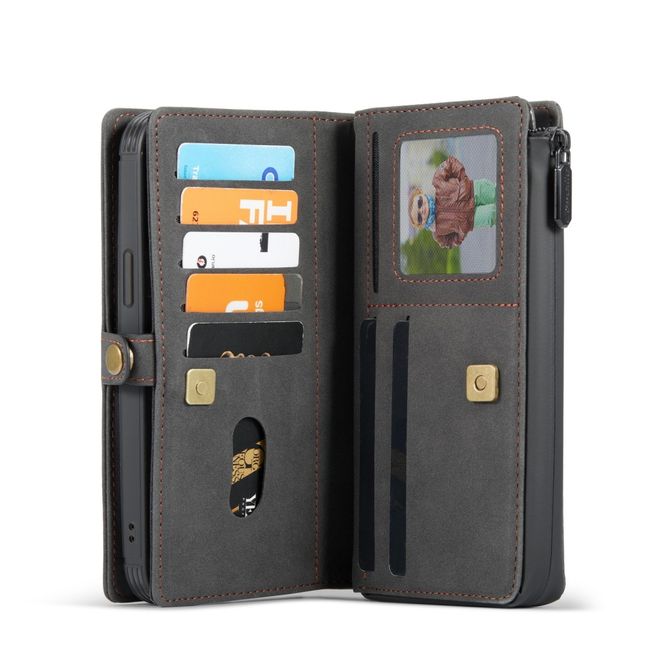 Caseme - iPhone 12 Pro Max Hülle - Leder Case mit abnehmbarer Plastik Hülle - schwarz