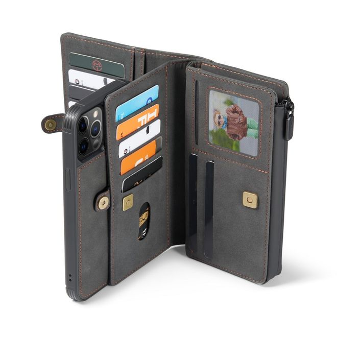 Caseme - iPhone 12 Pro Max Hülle - Leder Case mit abnehmbarer Plastik Hülle - schwarz