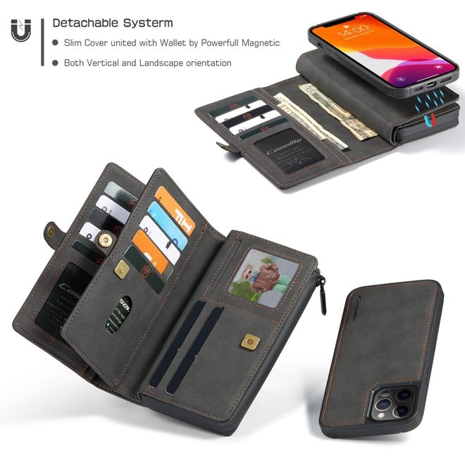 Caseme - iPhone 12 Pro Max Hülle - Leder Case mit abnehmbarer Plastik Hülle - schwarz