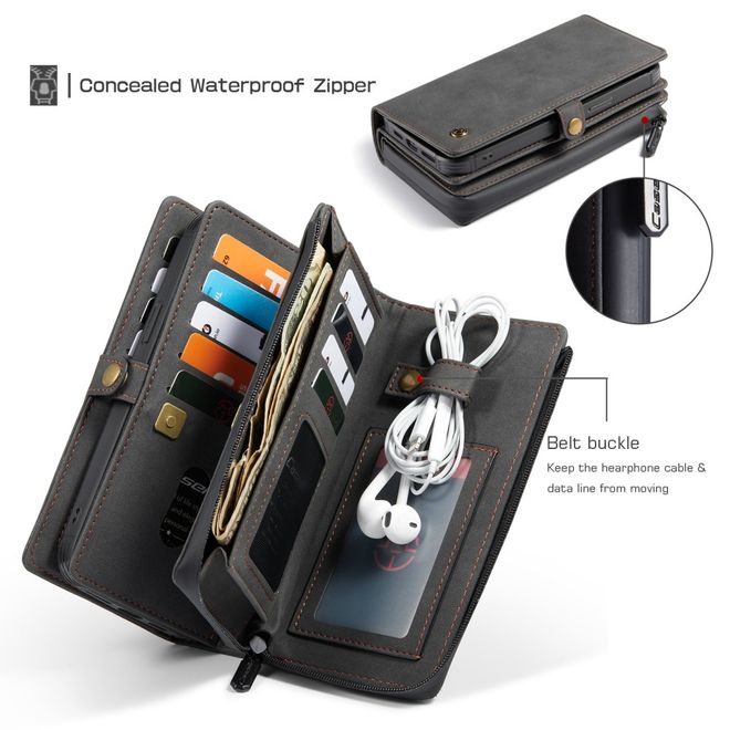 Caseme - iPhone 12 Pro Max Hülle - Leder Case mit abnehmbarer Plastik Hülle - schwarz