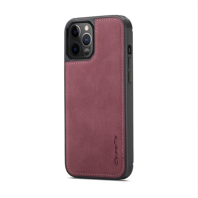 Caseme - iPhone 12 Pro Max Hülle - Leder Case mit abnehmbarer Plastik Hülle - rot
