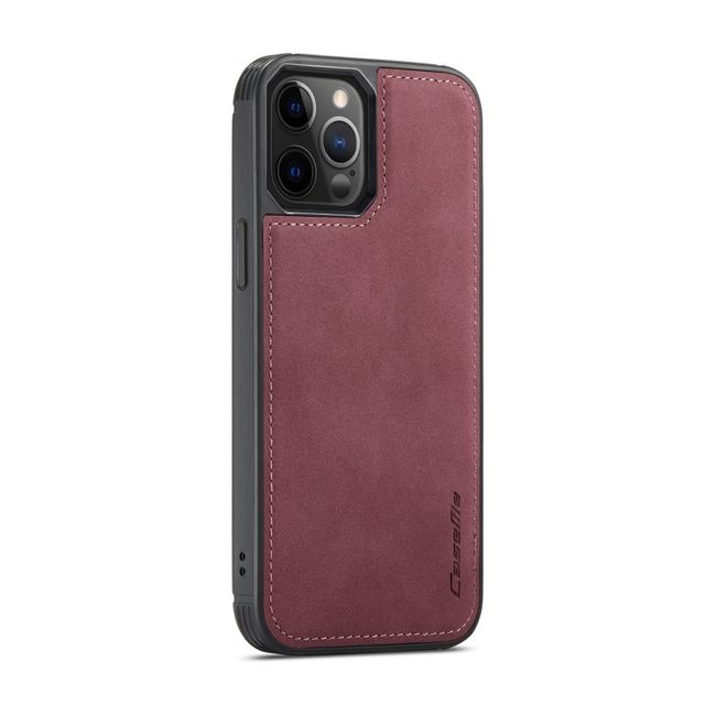 Caseme - iPhone 12 Pro Max Hülle - Leder Case mit abnehmbarer Plastik Hülle - rot