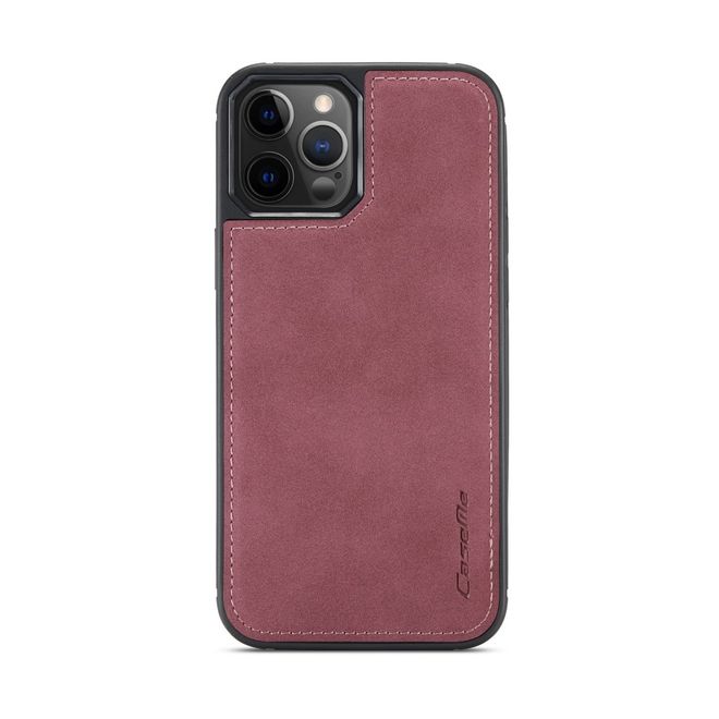 Caseme - iPhone 12 Pro Max Hülle - Leder Case mit abnehmbarer Plastik Hülle - rot