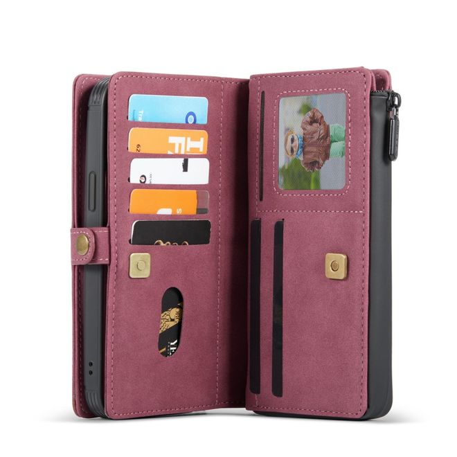 Caseme - iPhone 12 Pro Max Hülle - Leder Case mit abnehmbarer Plastik Hülle - rot