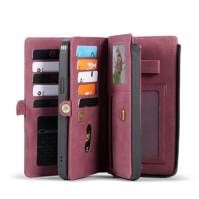 Caseme - iPhone 12 Pro Max Hülle - Leder Case mit abnehmbarer Plastik Hülle - rot