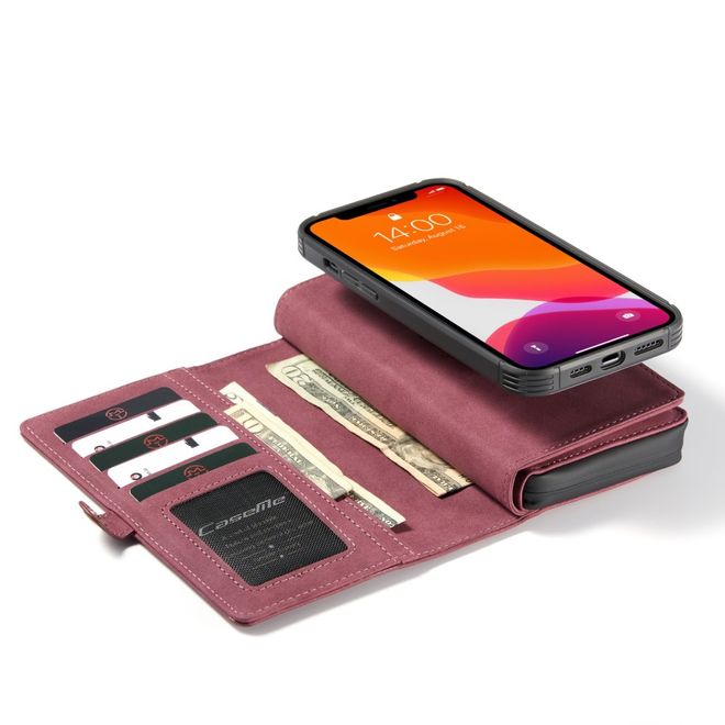 Caseme - iPhone 12 Pro Max Hülle - Leder Case mit abnehmbarer Plastik Hülle - rot