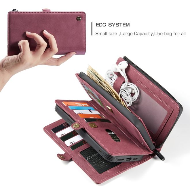 Caseme - iPhone 12 Pro Max Hülle - Leder Case mit abnehmbarer Plastik Hülle - rot