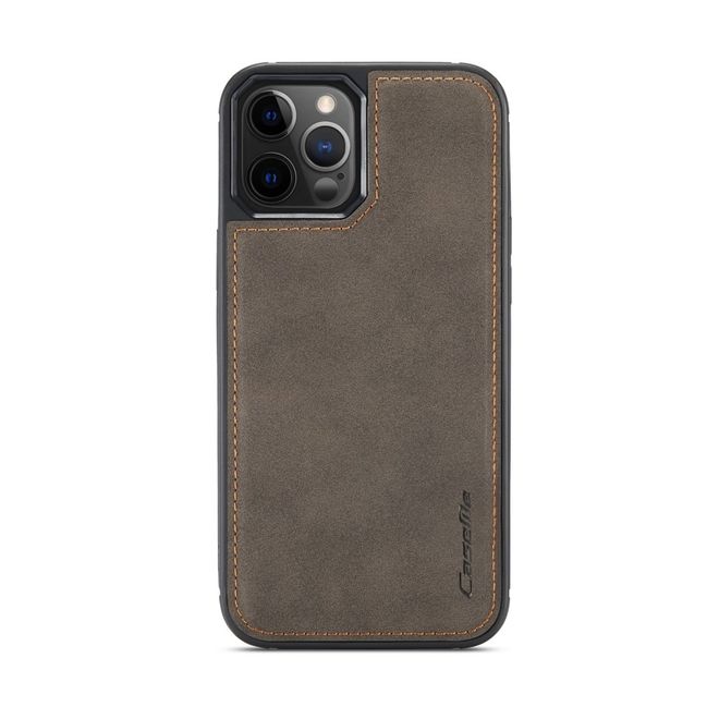 Caseme - iPhone 12 Pro Max Hülle - Leder Case mit abnehmbarer Plastik Hülle - braun