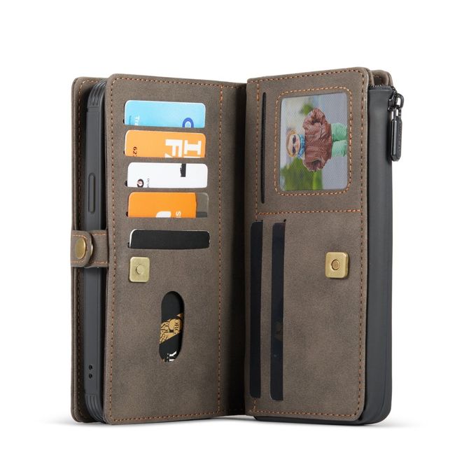 Caseme - iPhone 12 Pro Max Hülle - Leder Case mit abnehmbarer Plastik Hülle - braun