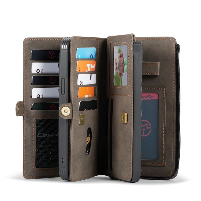 Caseme - iPhone 12 Pro Max Hülle - Leder Case mit abnehmbarer Plastik Hülle - braun