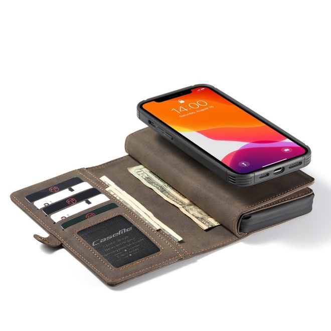 Caseme - iPhone 12 Pro Max Hülle - Leder Case mit abnehmbarer Plastik Hülle - braun