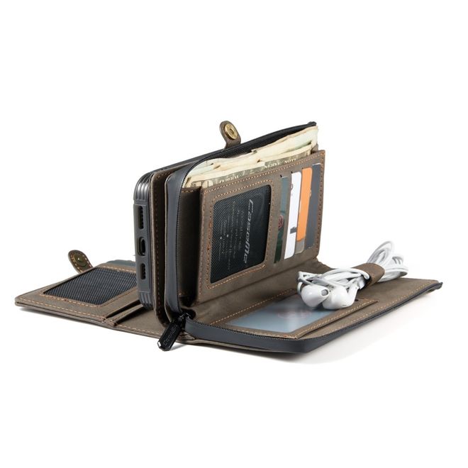 Caseme - iPhone 12 Pro Max Hülle - Leder Case mit abnehmbarer Plastik Hülle - braun