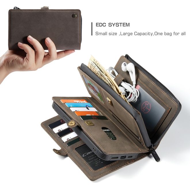Caseme - iPhone 12 Pro Max Hülle - Leder Case mit abnehmbarer Plastik Hülle - braun