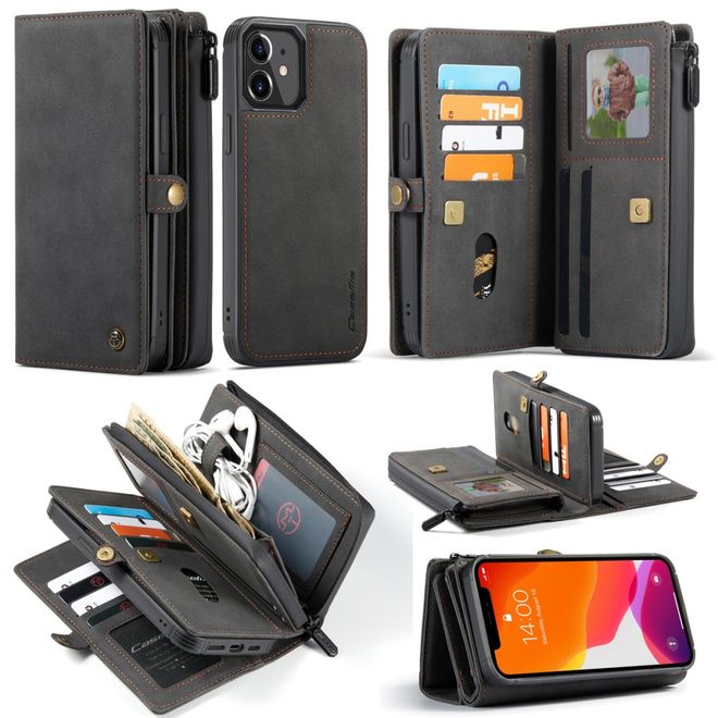 Caseme - iPhone 12 mini Hülle - Leder Case mit abnehmbarer Plastik Hülle - schwarz